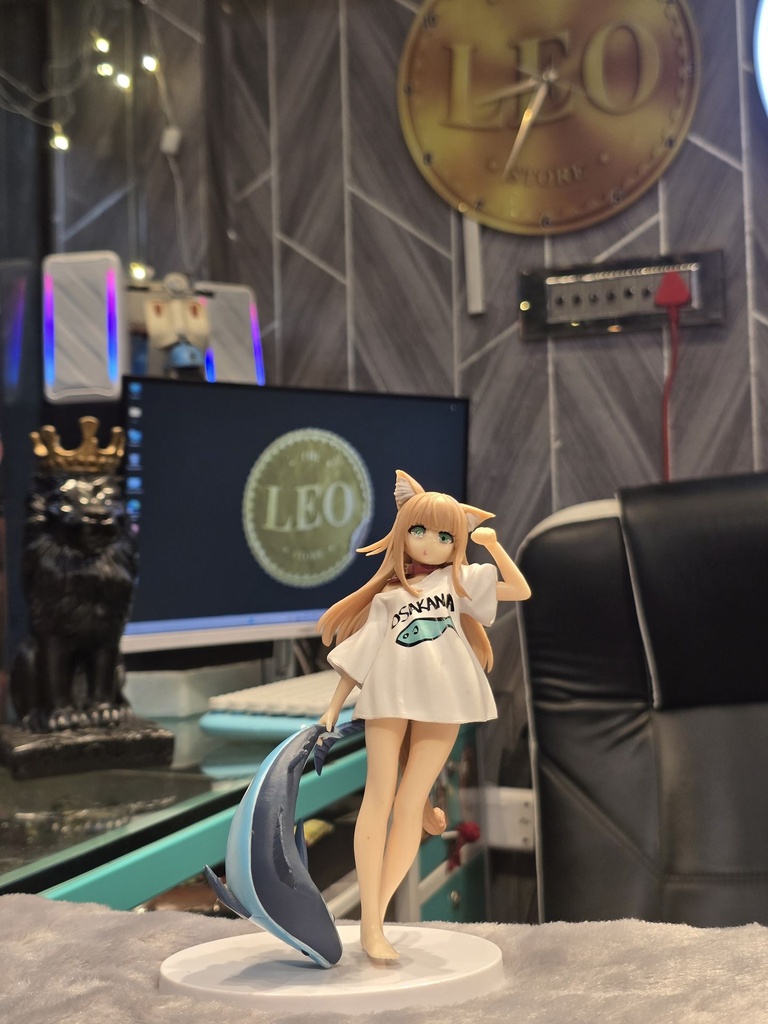 Cute Anime Fox Girl Figurine with Blue Surfboard – Fantasy Character Collectible