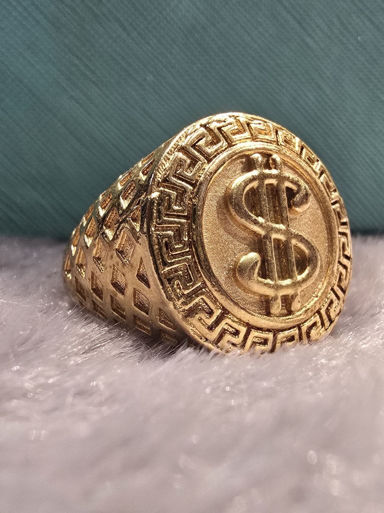 1-Gram Gold Textured Dollar Statement Ring